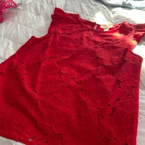 Red Lace Sleeveless Top